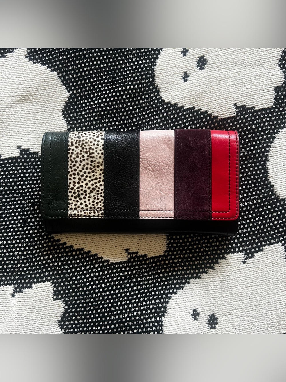 Fossil Logan RFID Leather Stripe Zip Around Clutch Wallet
